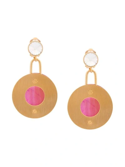 Marni Round Metal And Resin Clip-on Earrings In Red