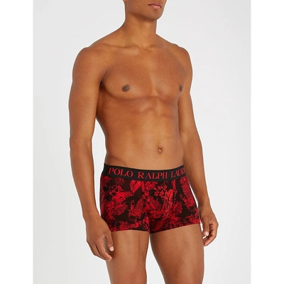 Polo Ralph Lauren Dragon-print Stretch-cotton Trunks In Red
