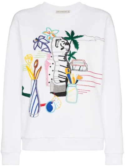 Mary Katrantzou Pop-art Embroidered Cotton-jersey Sweatshirt In White