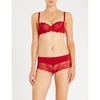 Aubade À L'amour Leavers Lace Half-cup Bra In Rouge Darling