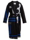 Msgm Logo Wool-blend Robe Coat In Black