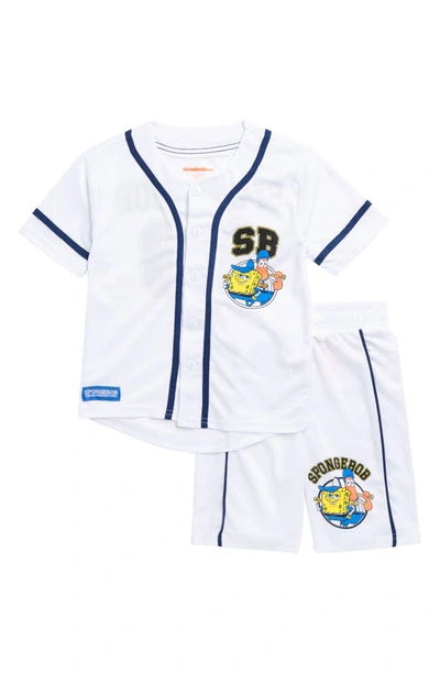 Freeze Kids' Spongebob Baseball Jersey Shirt & Shorts Set In White