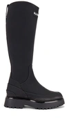 Allsaints Octavia Knee High Leather Logo Boots In Black