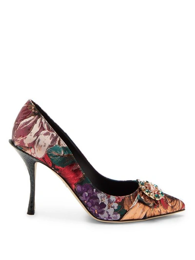 Dolce & Gabbana Crystal-embellished Floral Brocade Pumps In Multicolor