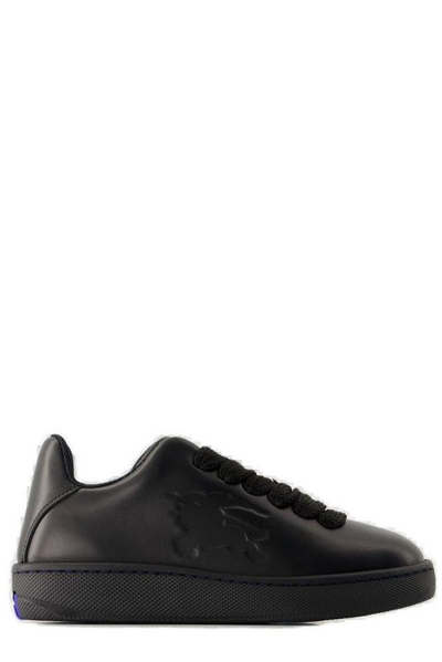 Burberry Bubble Leather Trainers In Black