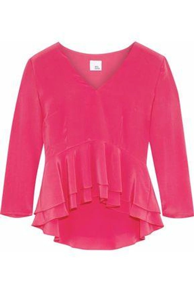 Iris & Ink Woman Marissa Ruffled Silk Crepe De Chine Peplum Blouse Pink