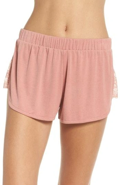 Honeydew Intimates Lace Trim Ribbed Pajama Shorts In Stone Rose