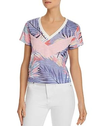 Honey Punch Color-block Palm Print Tee In Tropical