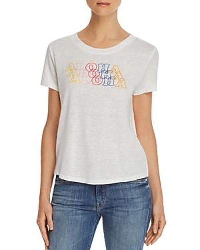 Honey Punch Aloha Embroidered Tee In White