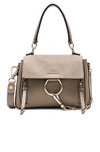 Chloé Chloe Mini Faye Calfskin & Suede Day Bag In Motty Grey