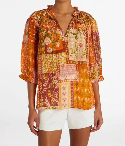 Marie Oliver Finley Top In Poppy Patchwork In Multi