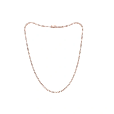 Diana M. 14kt Rose Gold Diamond Tennis Necklace Containing 9.70 Cts Tw (168 Stones) Measuring 16" In Multi