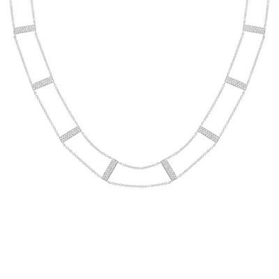Diana M. 14 Kt White Gold, 12" Diamond Ladder Choker Necklace Featuring .71 Cts Tw Round Diamonds