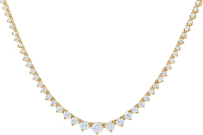 Diana M. 14 Kt Yellow Gold, 17" Diamond Graduated Tennis Necklace Featuring 5.66 Cts Tw, 14.40 Gm Round Diamo