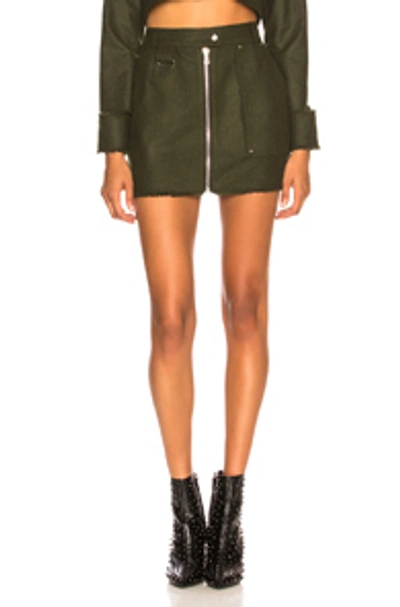 Beau Souci Zip Front Fitted Mini Skirt In Army