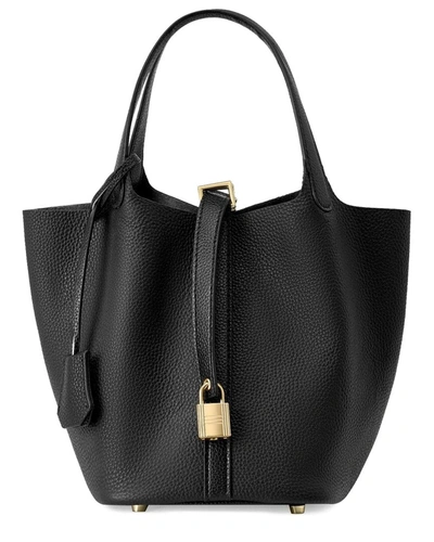 Adele Berto Leather Tote Bag In Black