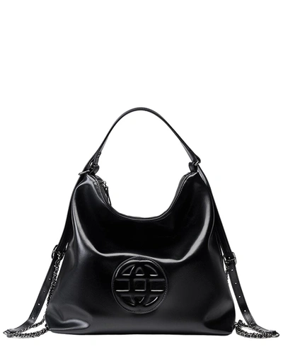 Adele Berto Leather Shoulder Bag In Black