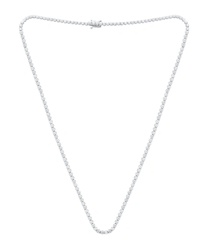 Diana M. 14kt White Gold Diamond Classic Straight Tennis Necklace Fetaures 4.07cts Carats Of Diamonds, 4 Pron
