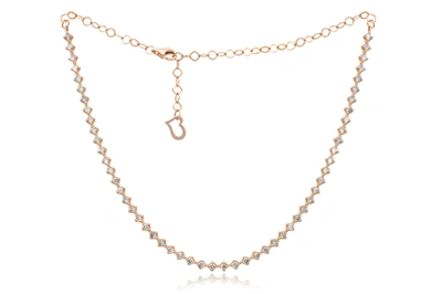 Diana M. 14 Kt Rose Gold, 12" Diamond Tennis Necklace Featuring 2.65 Cts Tw Round Diamonds In Multi