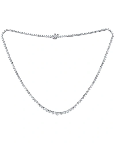 Diana M. 14 Kt White Gold, 17" 3 Prong Diamond Graduated Tennis Necklace Featuring 6.50 Cts Tw Round Diamonds