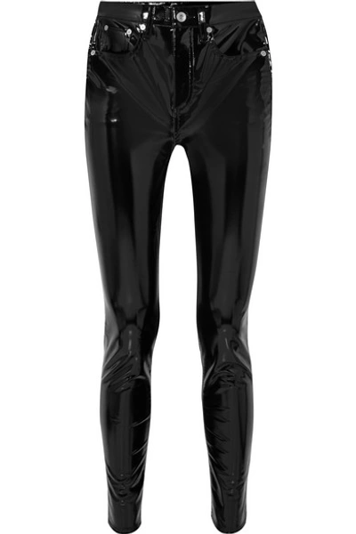 Rag & Bone High Rise Vinyl Skinny Pants In Black