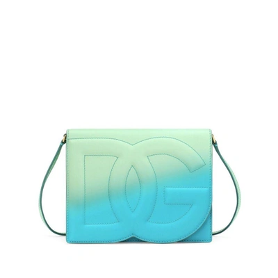 Dolce & Gabbana Logo Embossed Crossbody Bag In Blue/green