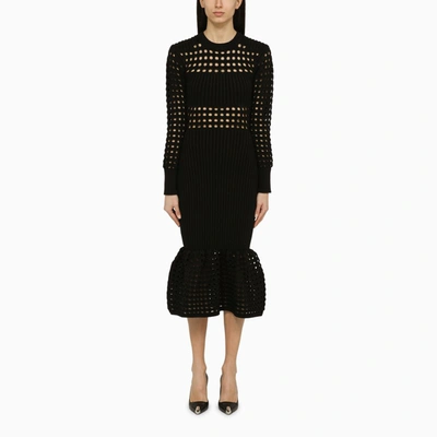 Alexander Mcqueen Black Knitted Midi Dress