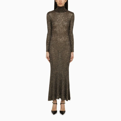 Balenciaga Brown And Gold Dress With Sequins In Brown/gold