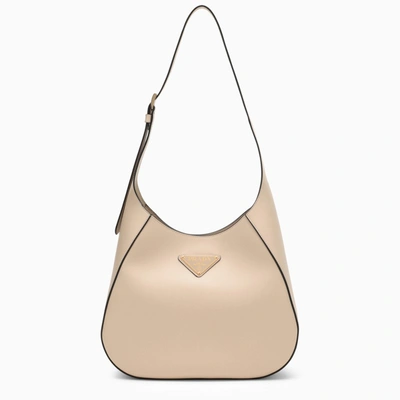 Prada Travertine-coloured Leather Shoulder Bag In Cream