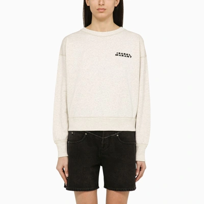 Isabel Marant Ecru Cotton Crew-neck Sweatshirt With Logo In Neutro