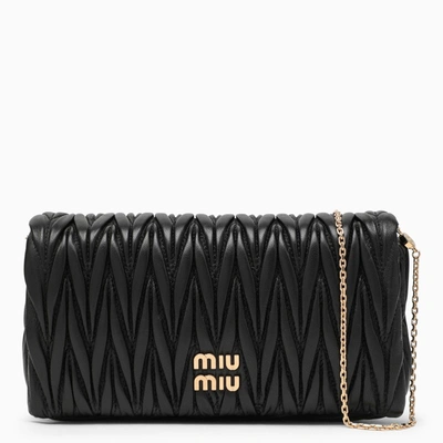 Miu Miu Black Matelassé Small Leather Bag Women