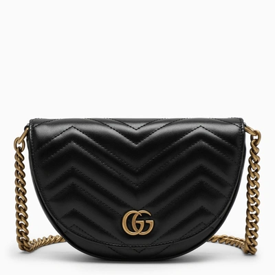 Gucci Gg Marmont Black Mini Bag In Burgundy