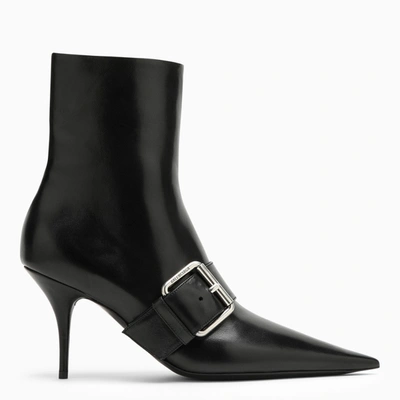 Balenciaga Black Leather Pointed Boot