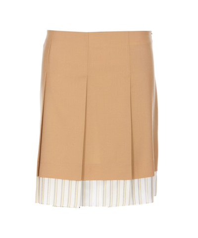 Marni Pleated Panelled Mini Skirt In Brown