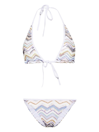 Missoni Zigzag-woven Lurex Bikini In Blue