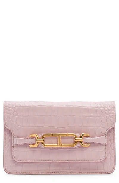 Tom Ford Small Whitney Croc Embossed Leather Shoulder Bag In 1p043 Pastel Pink