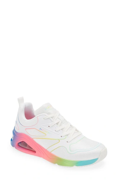 Skechers Tres-air Uno Rainbow Roads Sneaker In White/ Multi