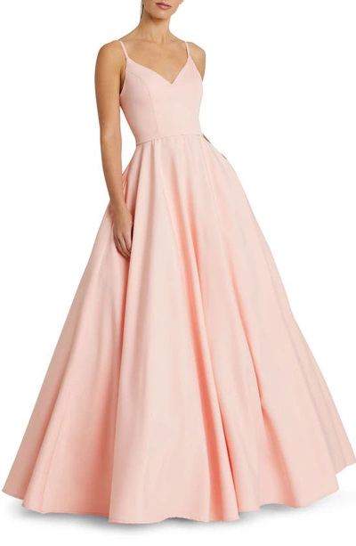 Mac Duggal V-neck Crepe Ballgown In Blush