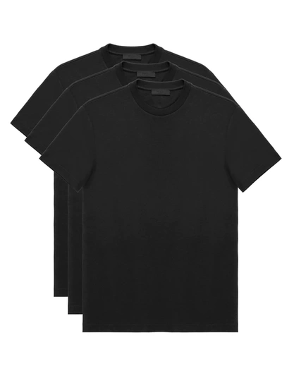 Prada Confezione Da 3 T-shirt In Jersey Di Cotone In Black