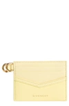 Givenchy Voyou Leather Card Case In Soft Yellow
