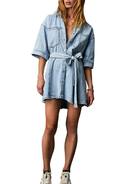 Free People Jenny Cotton Denim Tunic Top In Blue