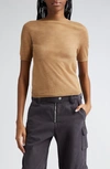 Acne Studios Kemon Seamless Sheer Wool Blend T-shirt In Camel Beige