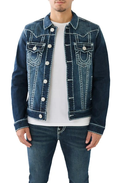 True Religion Brand Jeans Jimmy Jacket Super T Denim Trucker Jacket In Aquamarine