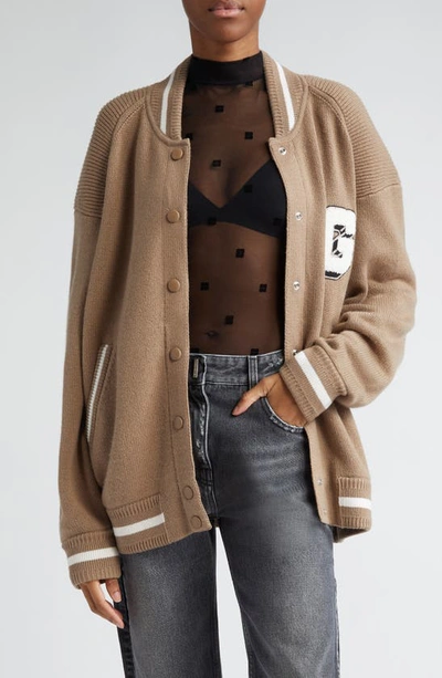 Givenchy Cashmere Varsity Cardigan In Neutrals