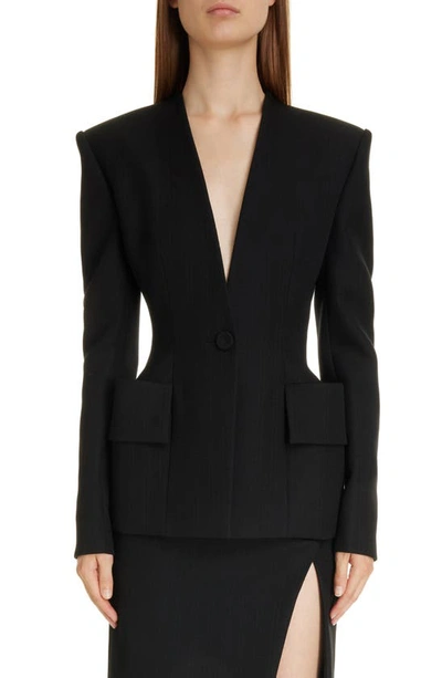 Givenchy Pocket Detail Hourglass Wool Blazer In Black