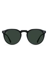 Raen Remmy 52mm Polarized Round Sunglasses In Recycled Black/ Green Polar