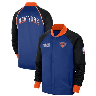 Nike Blue New York Knicks 2023/24 City Edition Authentic Showtime Performance Raglan Full-zip Jacket