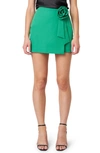 Endless Rose Rosette Faux Wrap Miniskirt In Green