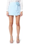 Endless Rose Rosette Faux Wrap Miniskirt In Powder Blue