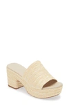 Chocolat Blu Raffia Platform Slide Sandal In Cream Raffia